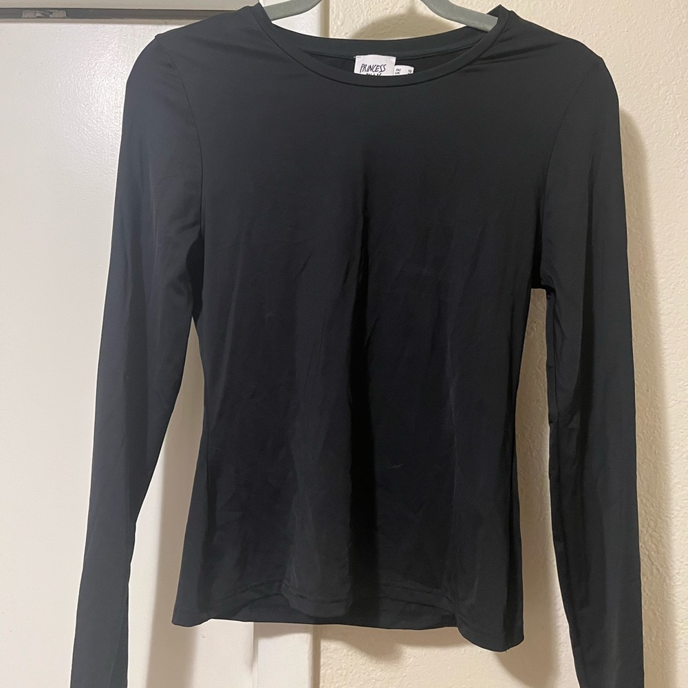 Princess Polly Black Fitted Long Sleeve Tee